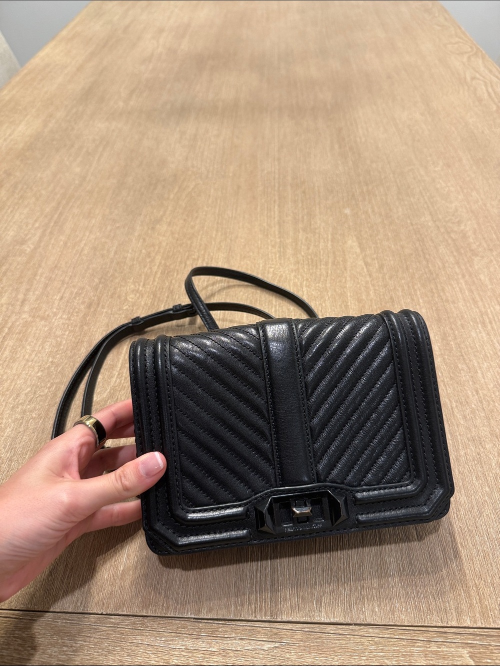 Rebecca Minkoff Black Quilted Leather Crossbody Shoulder Bag - Picture 2 of 6